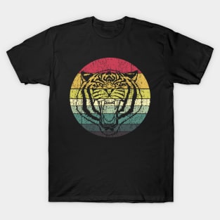 Retro Sunset Tiger Distressed T-Shirt